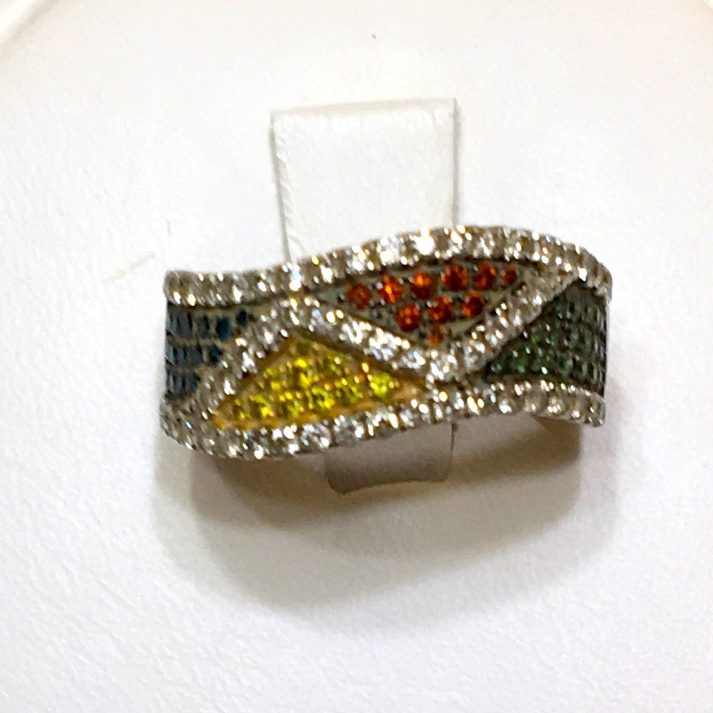 Pave Colored Diamond Ring Size 7